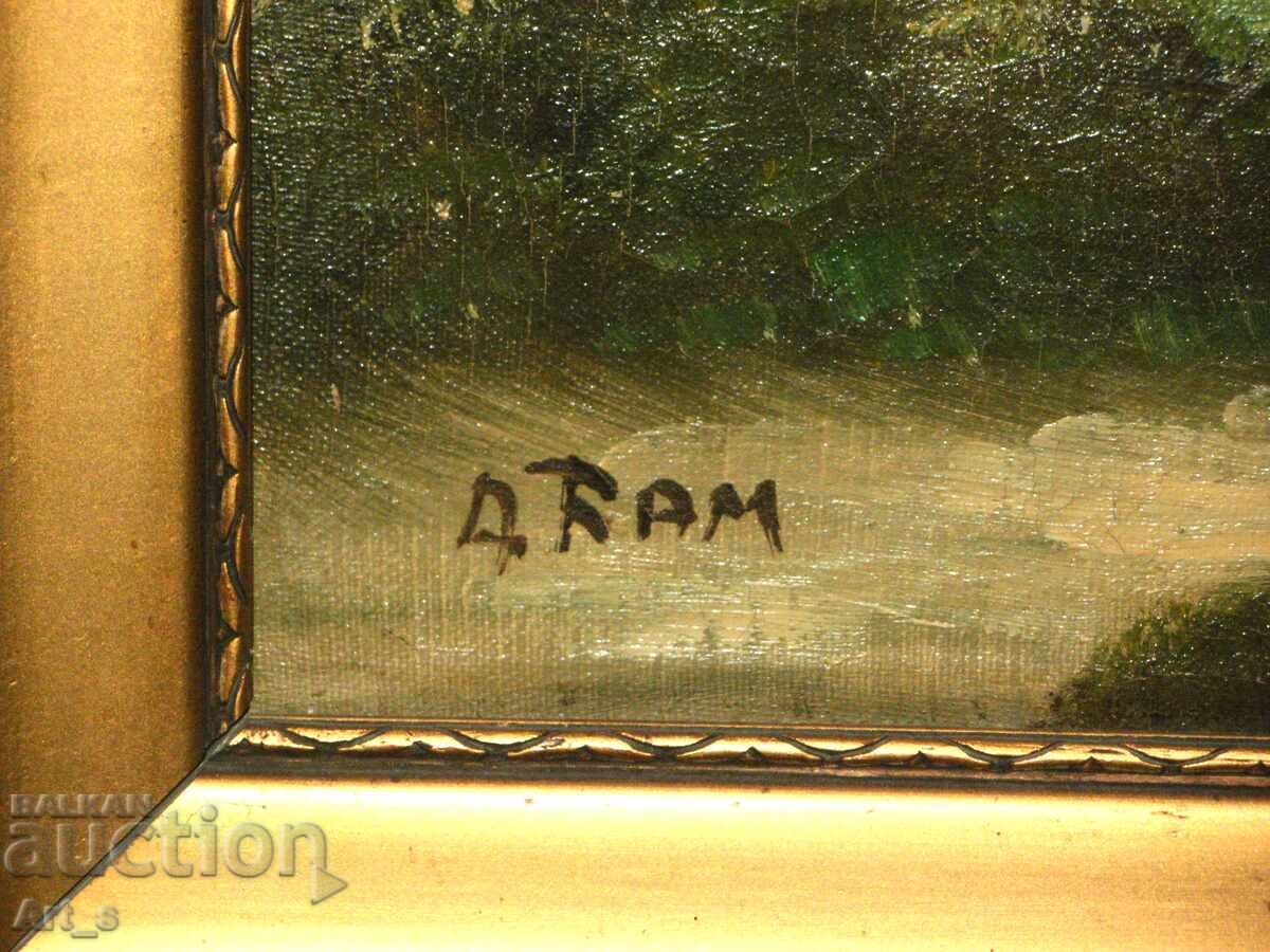 Auction  LANDSCAPE WITH WATERMILL - old Dutch painting in frame