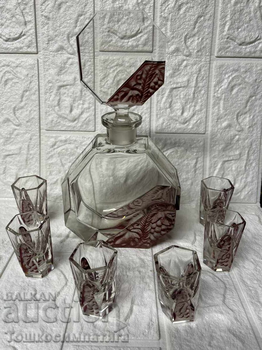 Vintage carafe with six shot glasses, Bohemia, Czechoslovakia - 7 Vintage carafe with six shot glasses, Bohemia, Czechoslovakia - 7