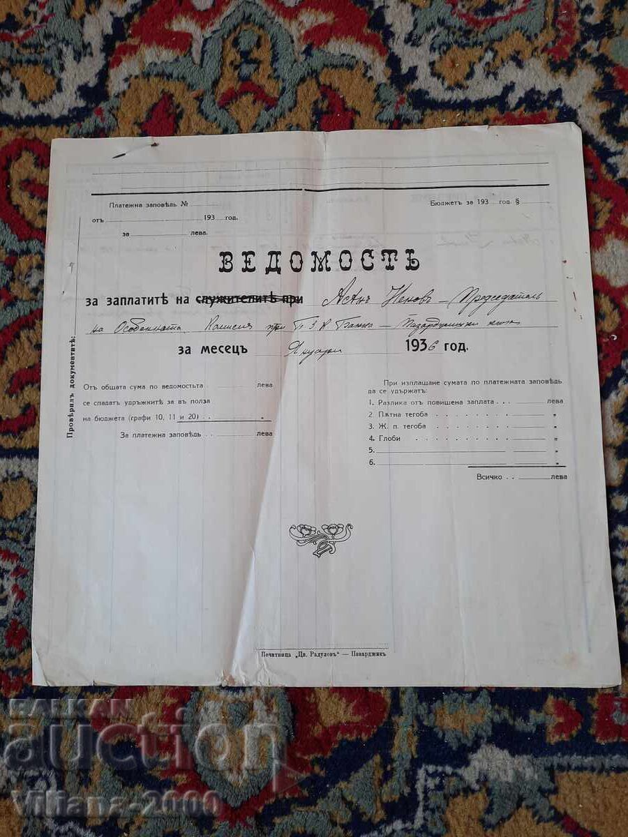 Bălgarska Zemedelska Banka 1936 godina