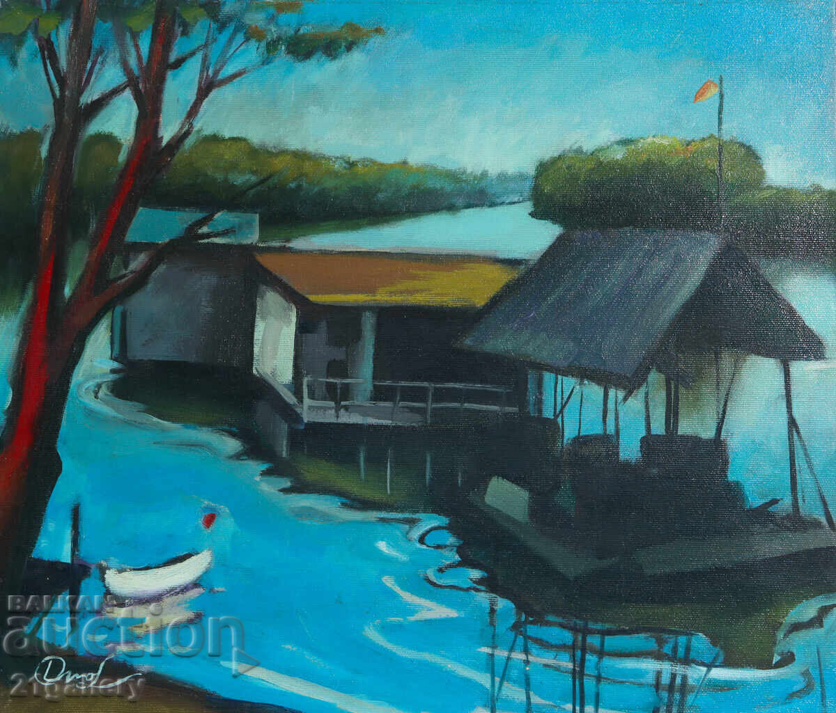 Peisaj Velizar Dimov, ulei pe pânză, semnat