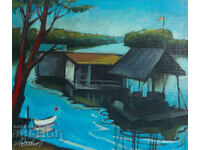 Велизар Димов пейзаж маслени бои, подписана