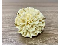 Inel masiv cu floare mare de garoafă, metal, mărime 16