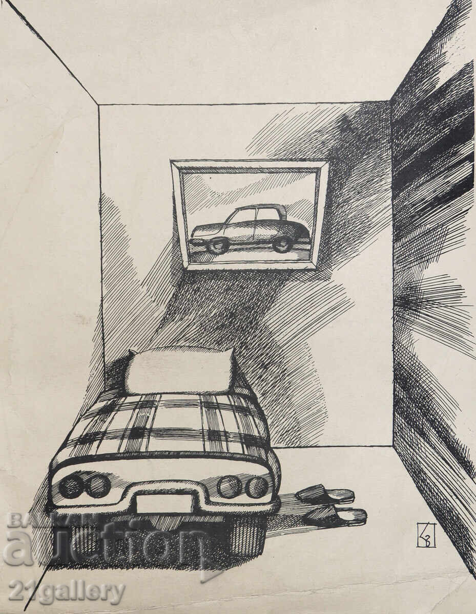 Auction  Lyudmil Dimitrov Abstract Composition Caricature