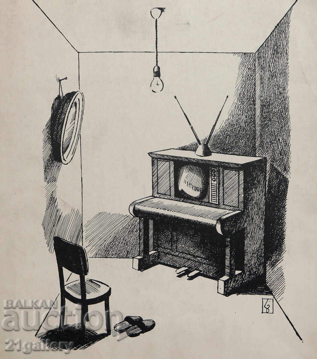 Auction  Lyudmil Dimitrov Abstract Composition Caricature