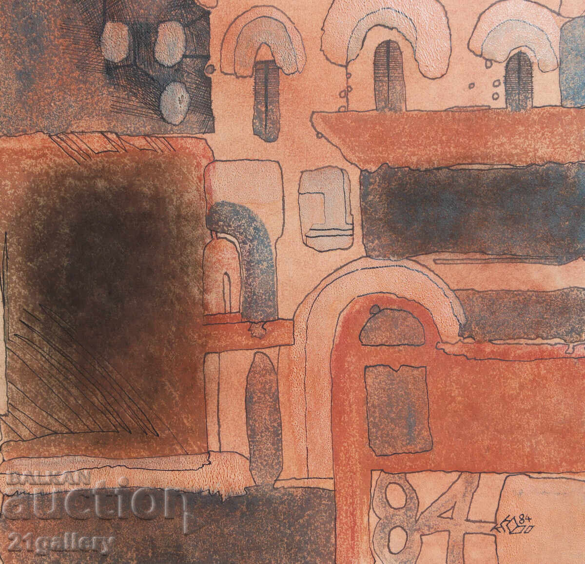 Kiril Nedyalkov (1940 – 2023) Peisaj urban grafică - 5