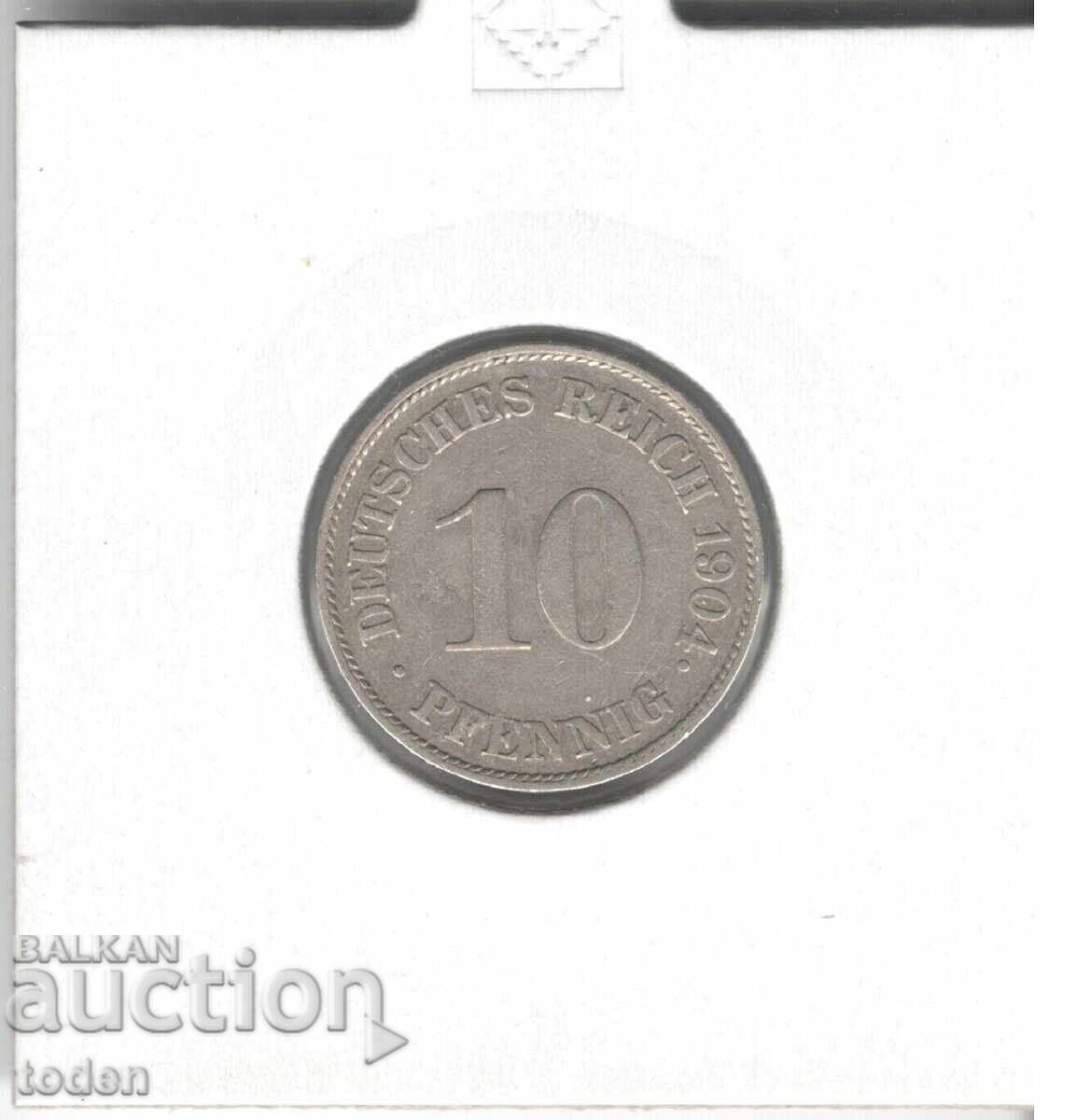 Licitație Germania - 10 Pfennig - 1904 J - KM# 12 - Wilhelm II - scut mic