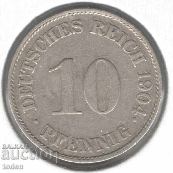 Germania - 10 Pfennig - 1904 J - KM# 12 - Wilhelm II - scut mic