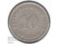 Germania - 10 Pfennig - 1904 J - KM# 12 - Wilhelm II - scut mic