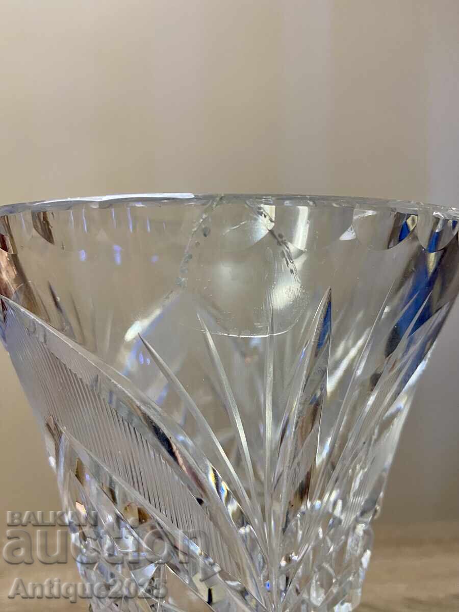 Large crystal vase with rich faceted grinding, vintage - 5