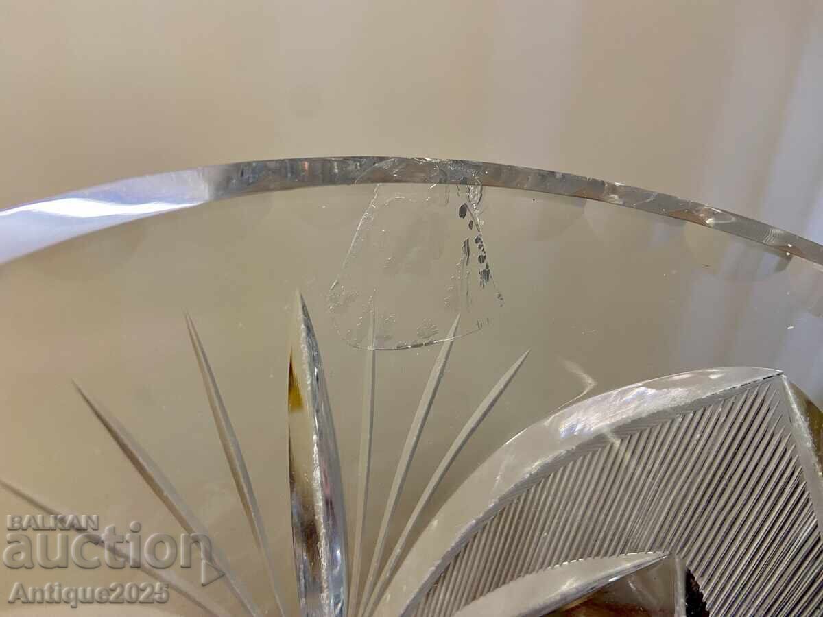 Vază mare de cristal cu șlefuire bogată fațetată, vintage - 6