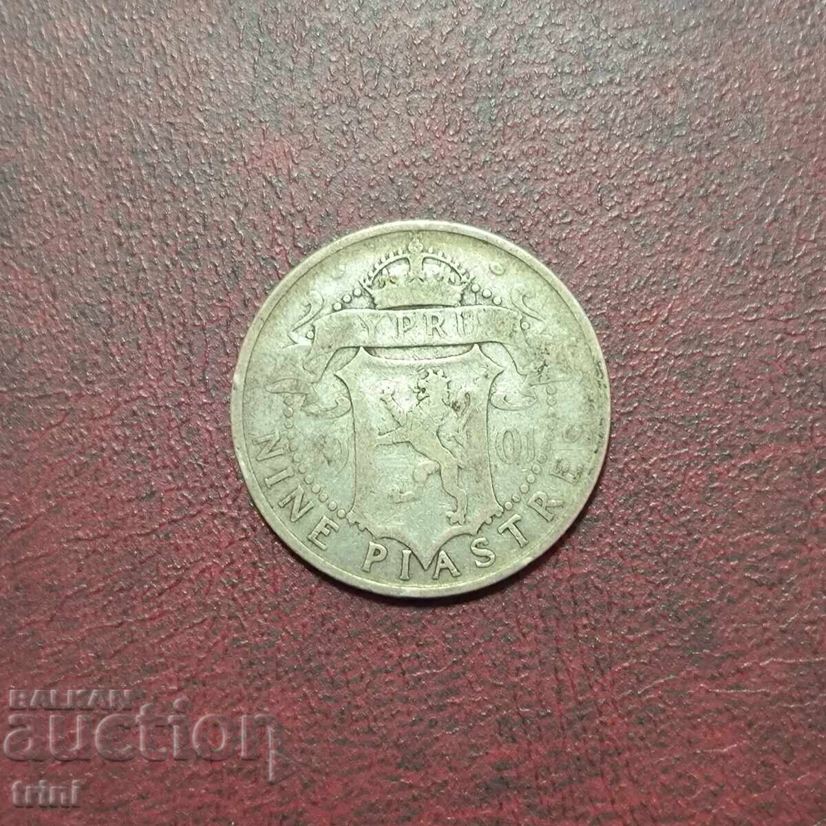 Cyprus 9 Piastres 1901 Queen Victoria