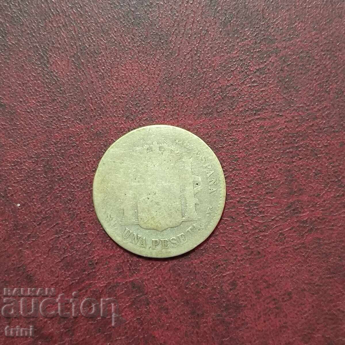 Испания 1 песета 1896 г. Алфонсо XIII