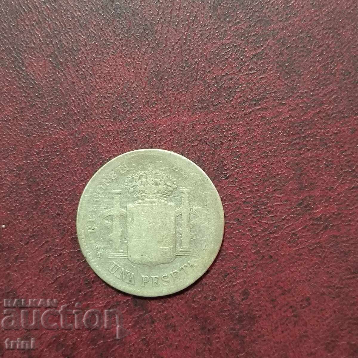 Испания 1 песета 1896 г. Алфонсо XIII Испания 1 песета 1896 г. Алфонсо XIII