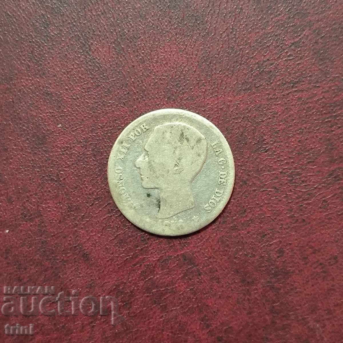Spania 1 pesetă 1876 Alfonso XII cu preț € 20.45 | 40.00 BGN