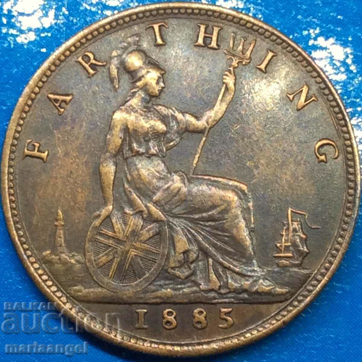 Livrarea Marea Britanie 1 Farthing 1885 Young Victoria Bronze - LUXURY!!!