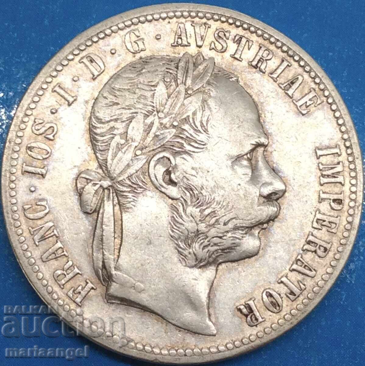 Austria 1 Florin 1881 Franz Joseph Patină de aur - 7