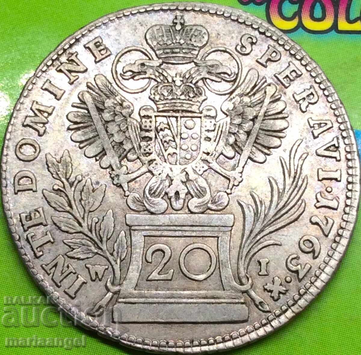 20 kreĭtsari 1763 Austria W - Viena Francisc I argint - rară! - 6