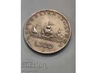 Италия 500 лири 1961 г. Сребърна