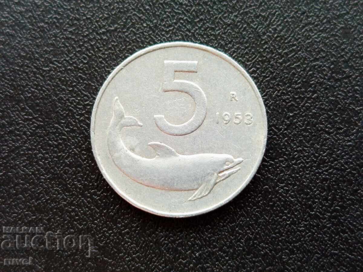 Ιταλία 5 λίρες, 1953