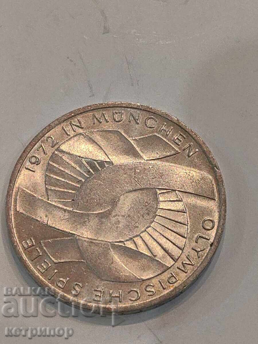 10 timbre Germania 1972 D argint