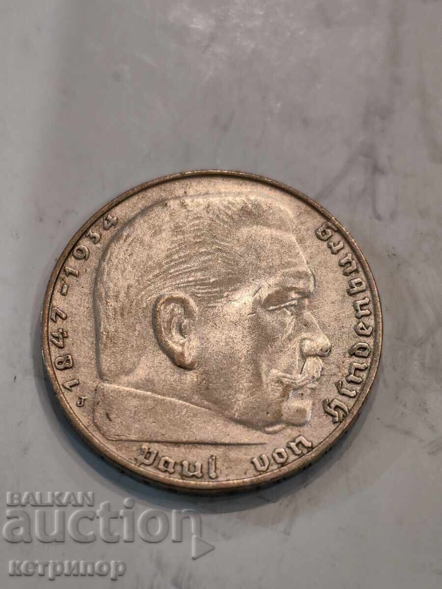 Licitație 2 mărci Germania 1937 J argint Licitație 2 mărci Germania 1937 J argint