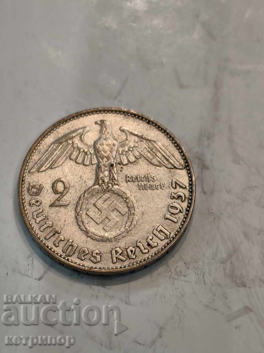 2 mărci Germania 1937 J argint 2 mărci Germania 1937 J argint