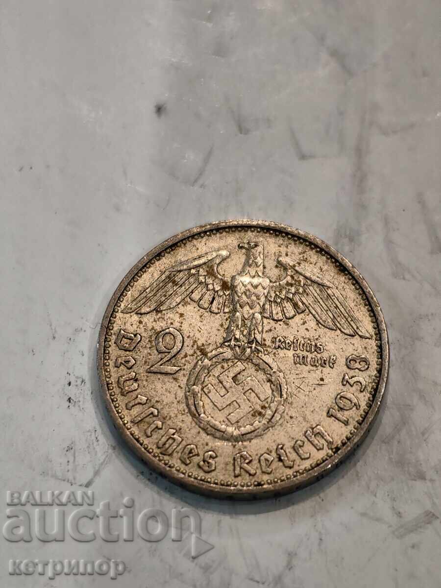 2 Marks Germany 1938 A Silver