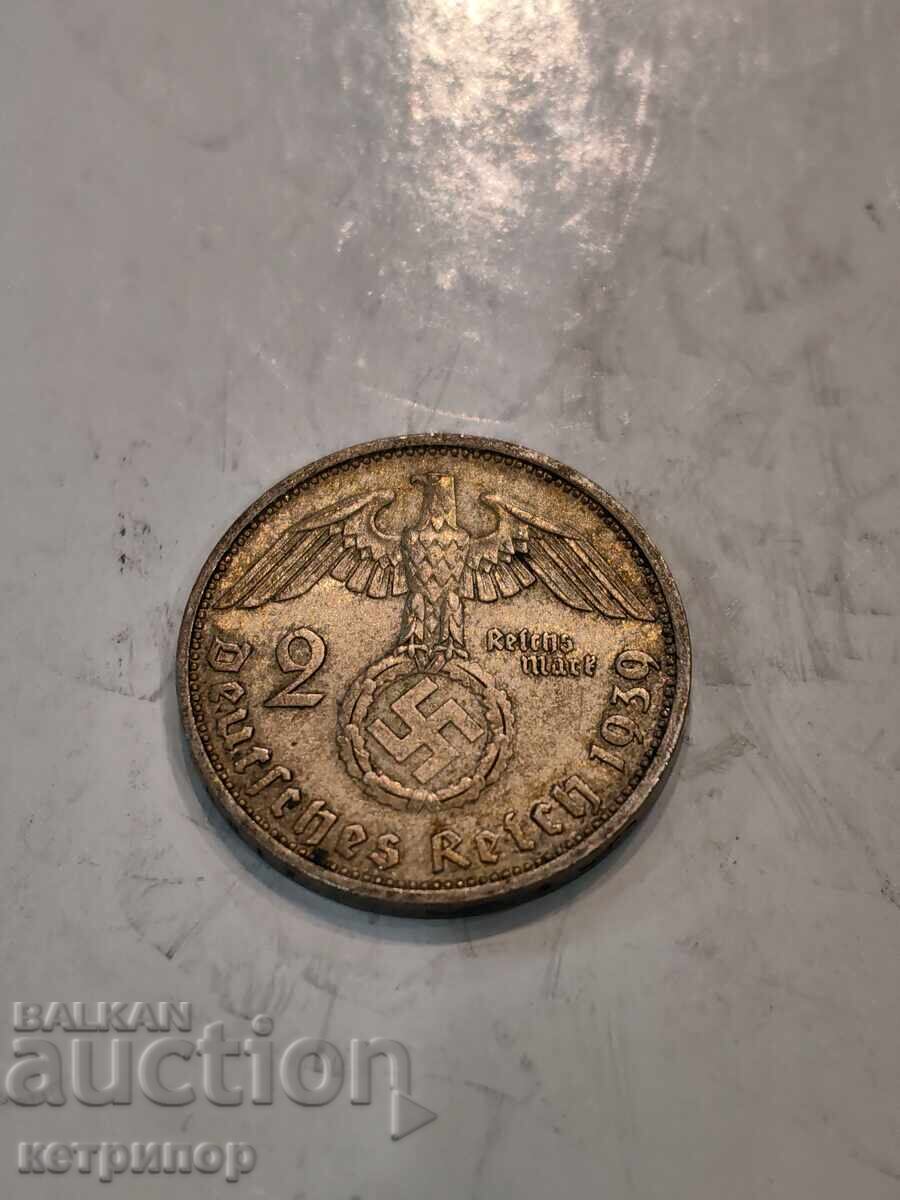 2 Marks Germany 1939 A Silver 2 Marks Germany 1939 A Silver