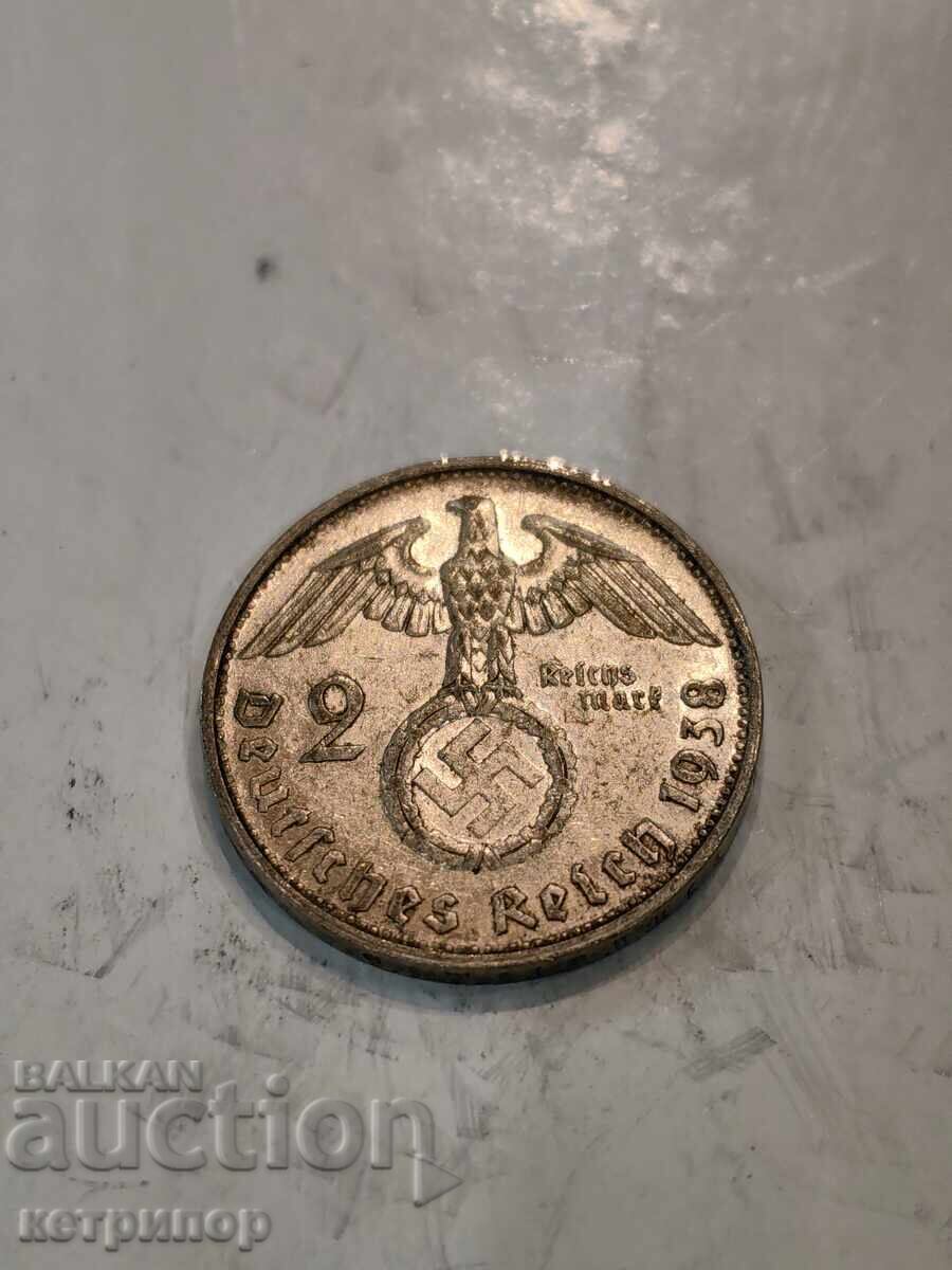 2 mărci Germania 1939 B argint 2 mărci Germania 1939 B argint