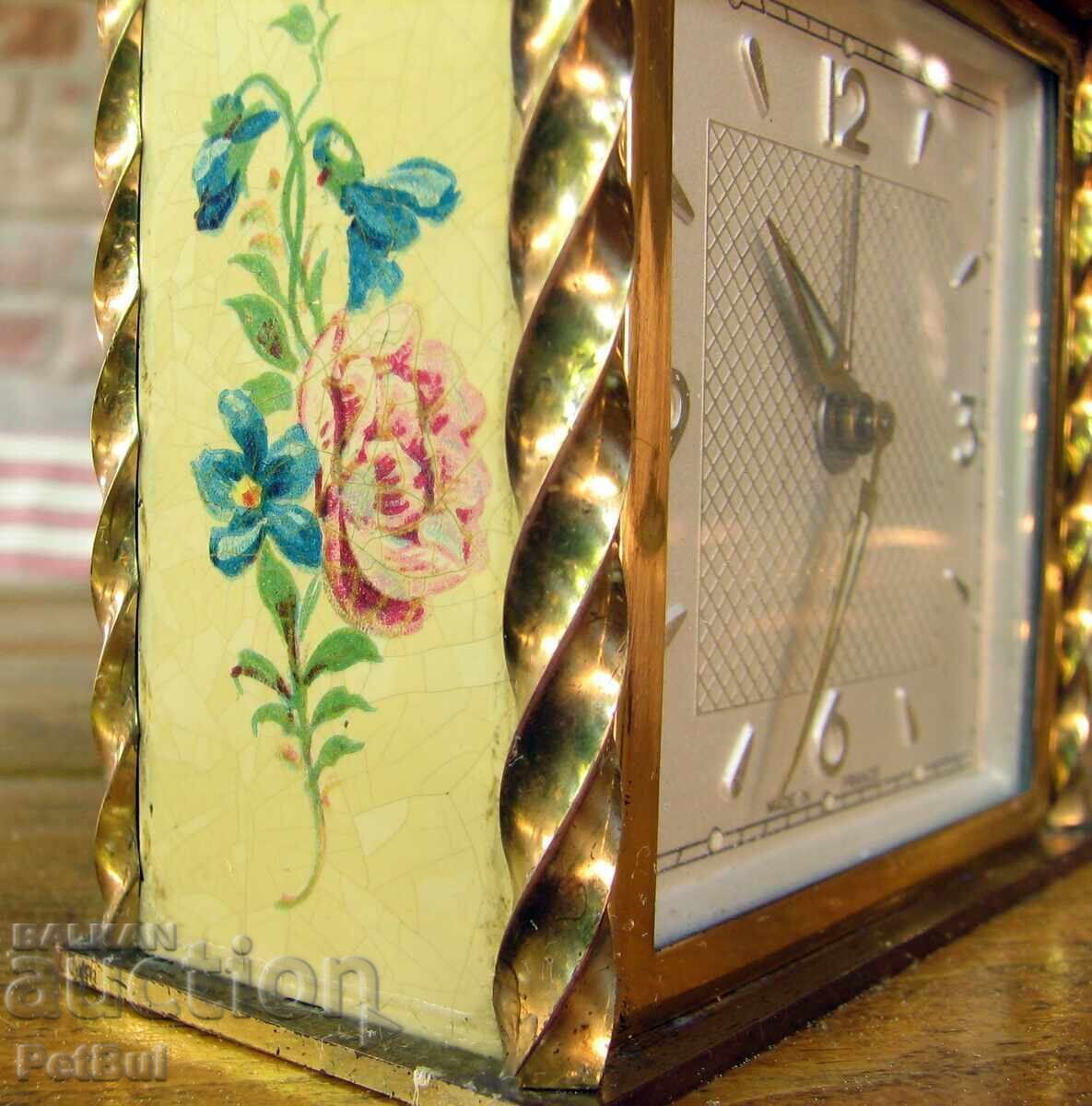 Vintage French Alarm Clock JAZ with Bronze Fittings 70s - 5 Vintage French Alarm Clock JAZ with Bronze Fittings 70s - 5