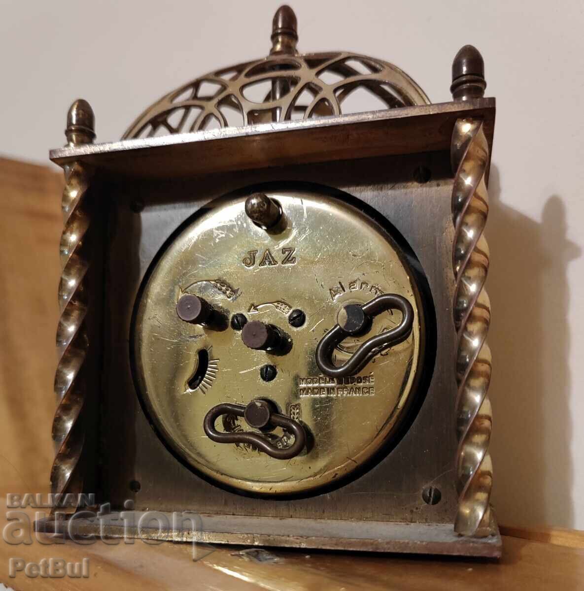 Vintage French Alarm Clock JAZ with Bronze Fittings 70s - 6 Vintage French Alarm Clock JAZ with Bronze Fittings 70s - 6