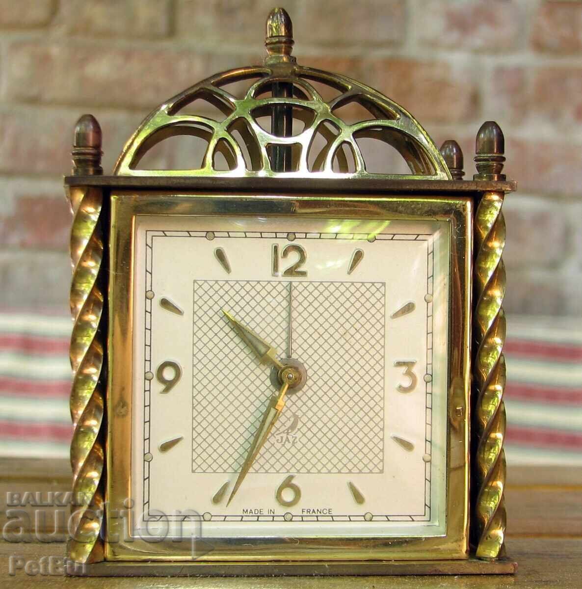 Vintage French Alarm Clock JAZ with Bronze Fittings 70s Vintage French Alarm Clock JAZ with Bronze Fittings 70s