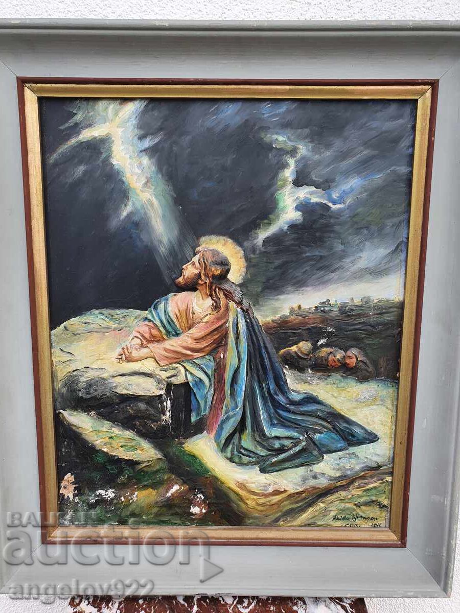 Licitație Tablou de autor în relief, cu vopsele de ulei pe placaj!