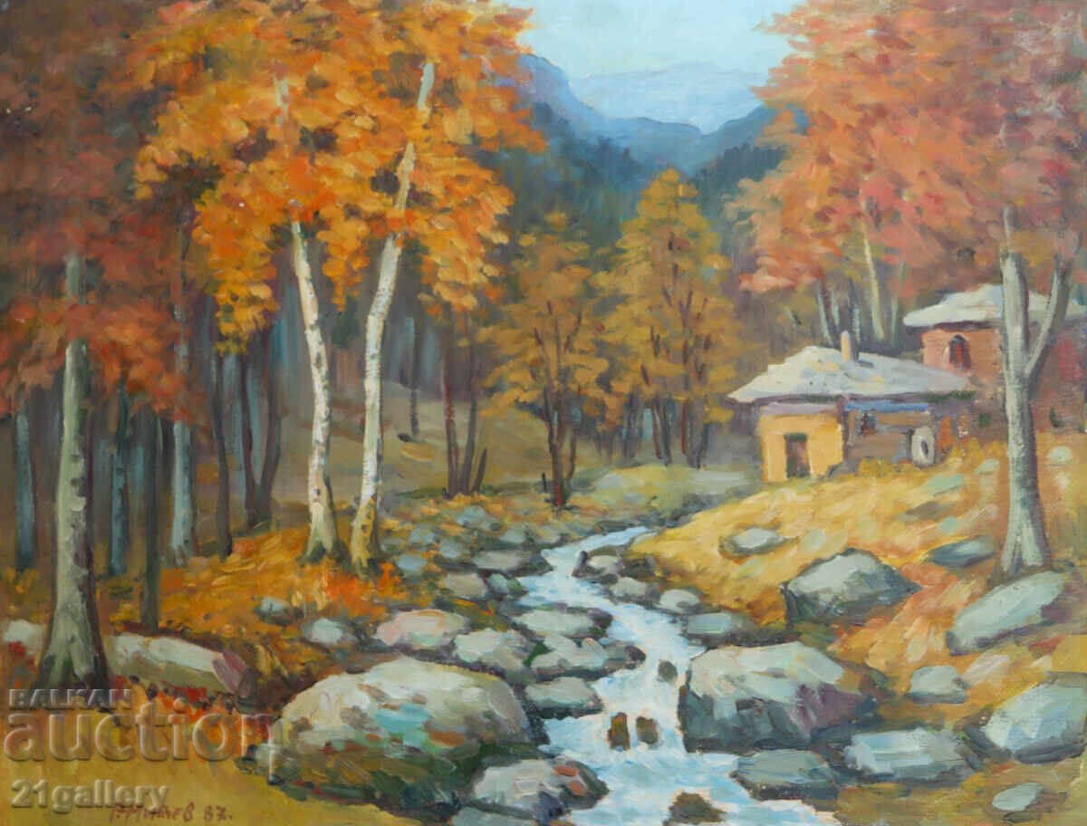 R. Mitev landscape, oil painting