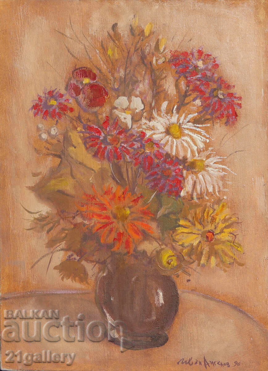 Ivan Angelov (1965 - ) ελαιογραφία νεκρή φύση με λουλούδια Ivan Angelov (1965 - ) ελαιογραφία νεκρή φύση με λουλούδια