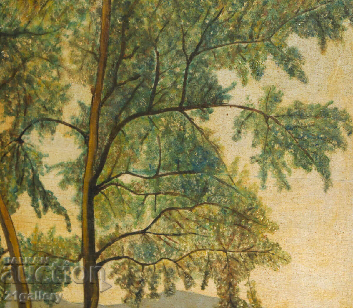 Παλαιός ελαιογραφικός πίνακας τοπίου λίμνης με τιμή € 224.97 | 440.00 BGN