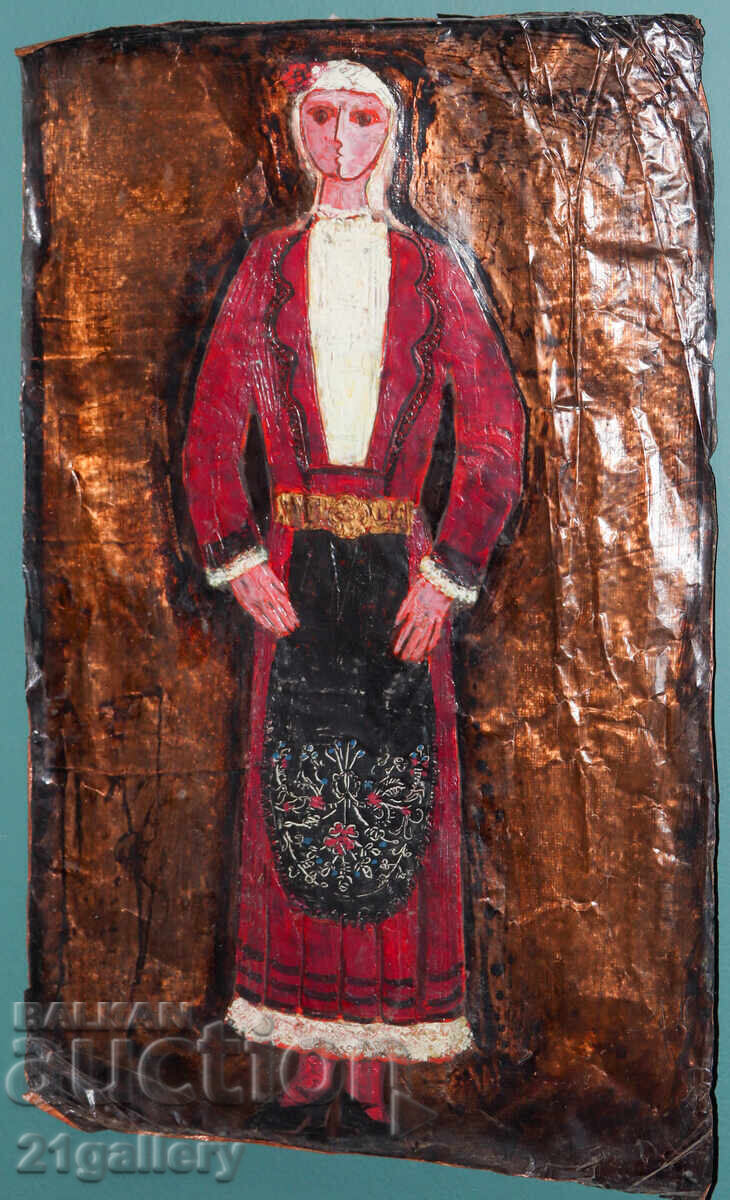 Стара маслена картина момиче в носия с цена € 204.52 | 400.01 лв.