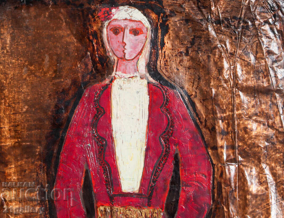 Доставка на Стара маслена картина момиче в носия