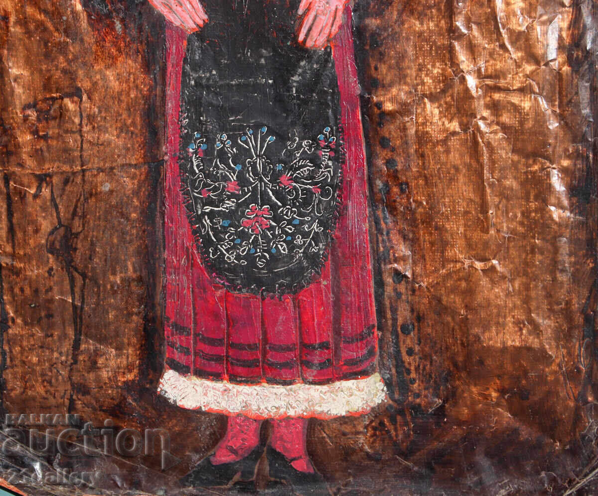 Стара маслена картина момиче в носия - 6