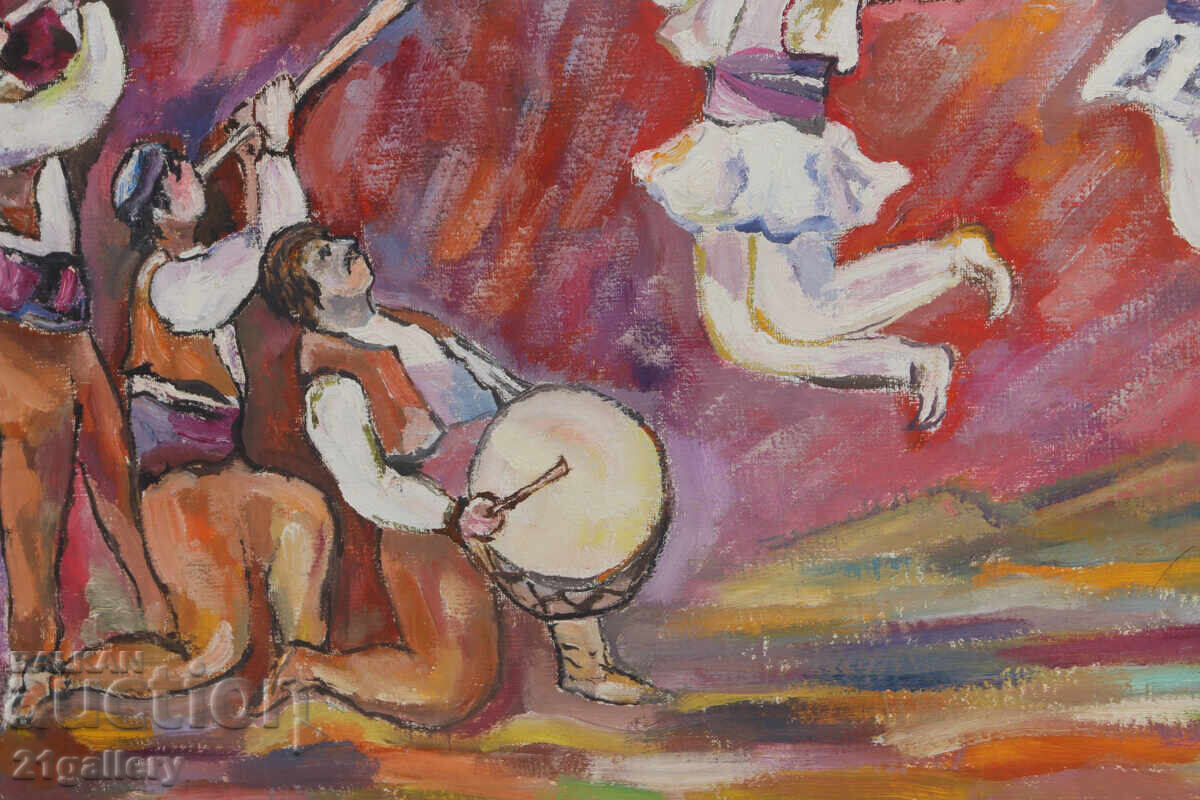 Έργο ζωγραφικής με λάδι, χορός μουσικών - 5