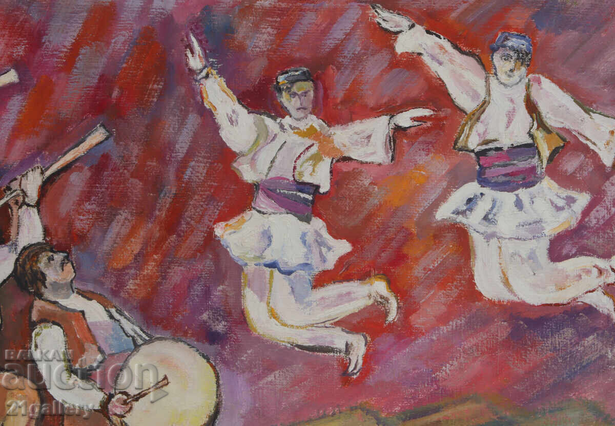 Έργο ζωγραφικής με λάδι, χορός μουσικών - 6