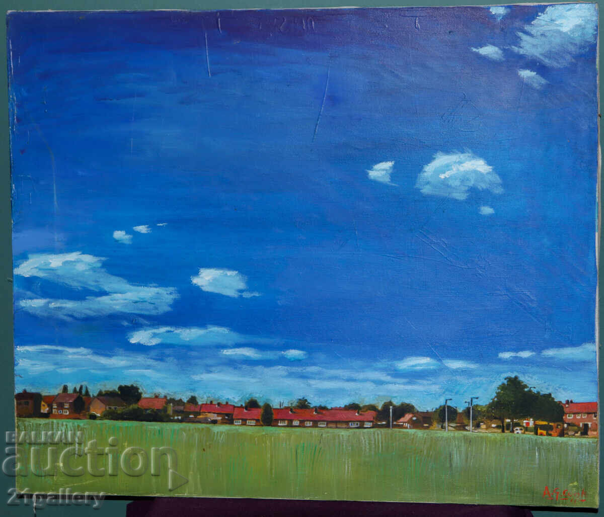 Tablou contemporan ulei, peisaj urban cu preț € 204.52 | 400.01 BGN