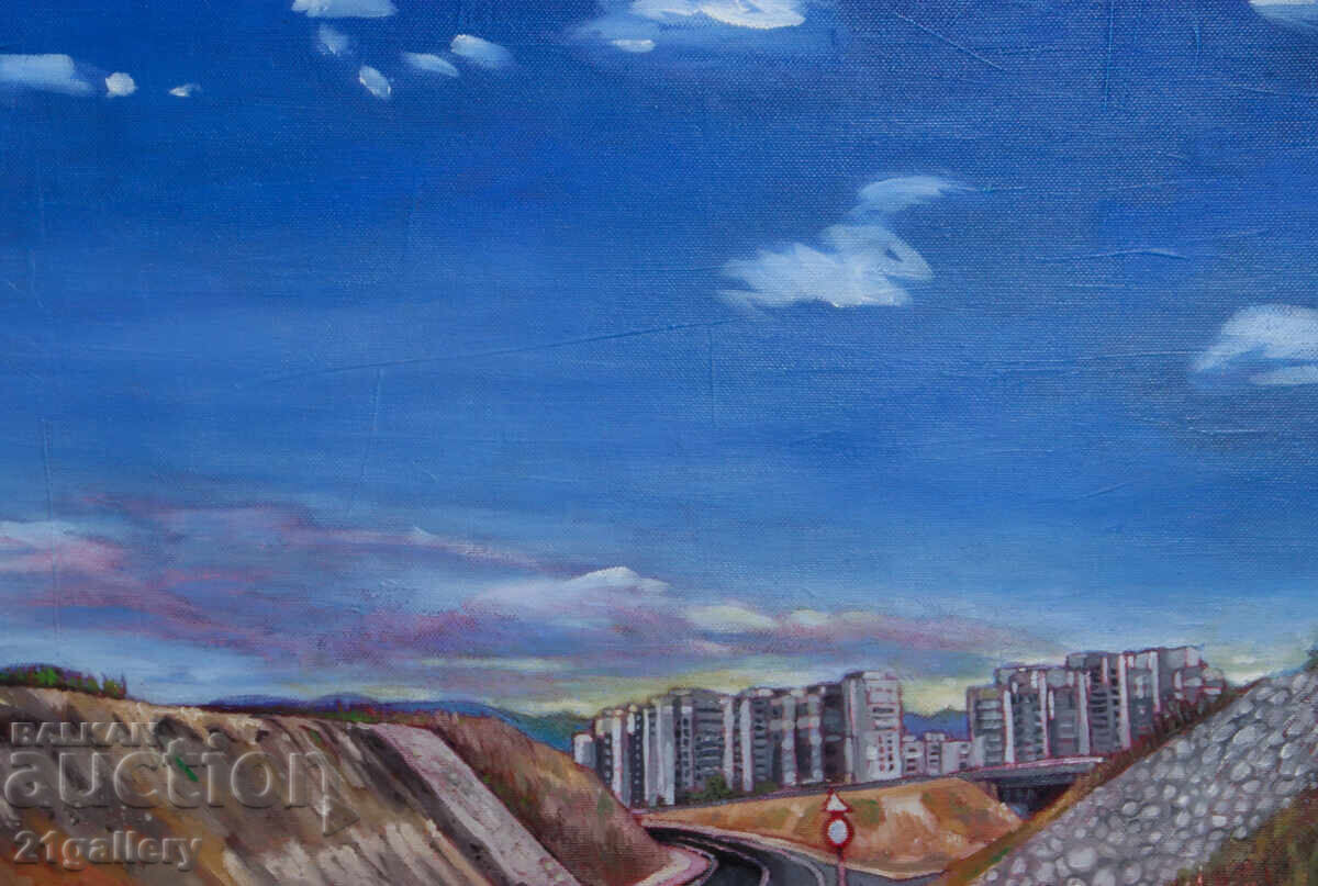 Livrarea Tablou contemporan ulei, peisaj urban