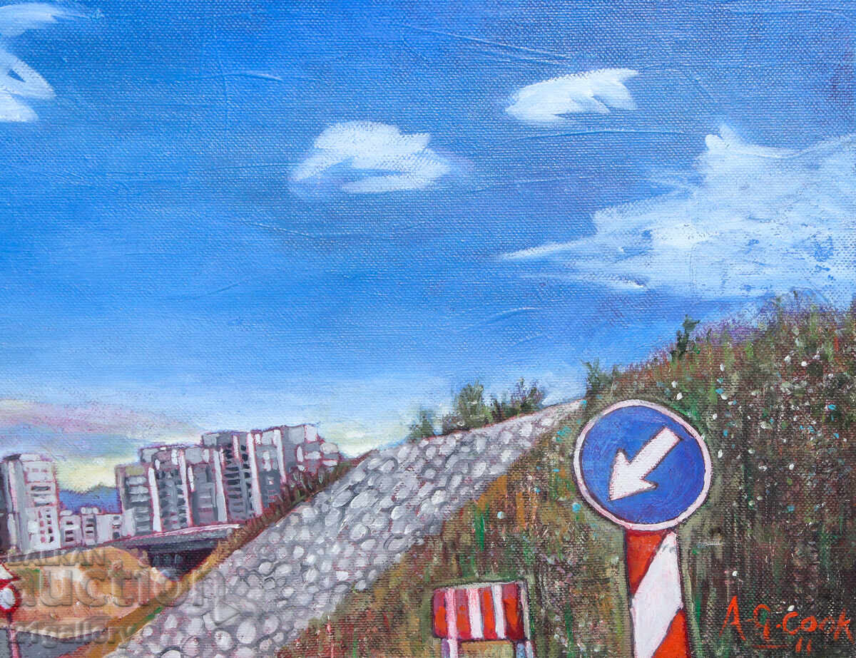 Tablou contemporan ulei, peisaj urban - 6