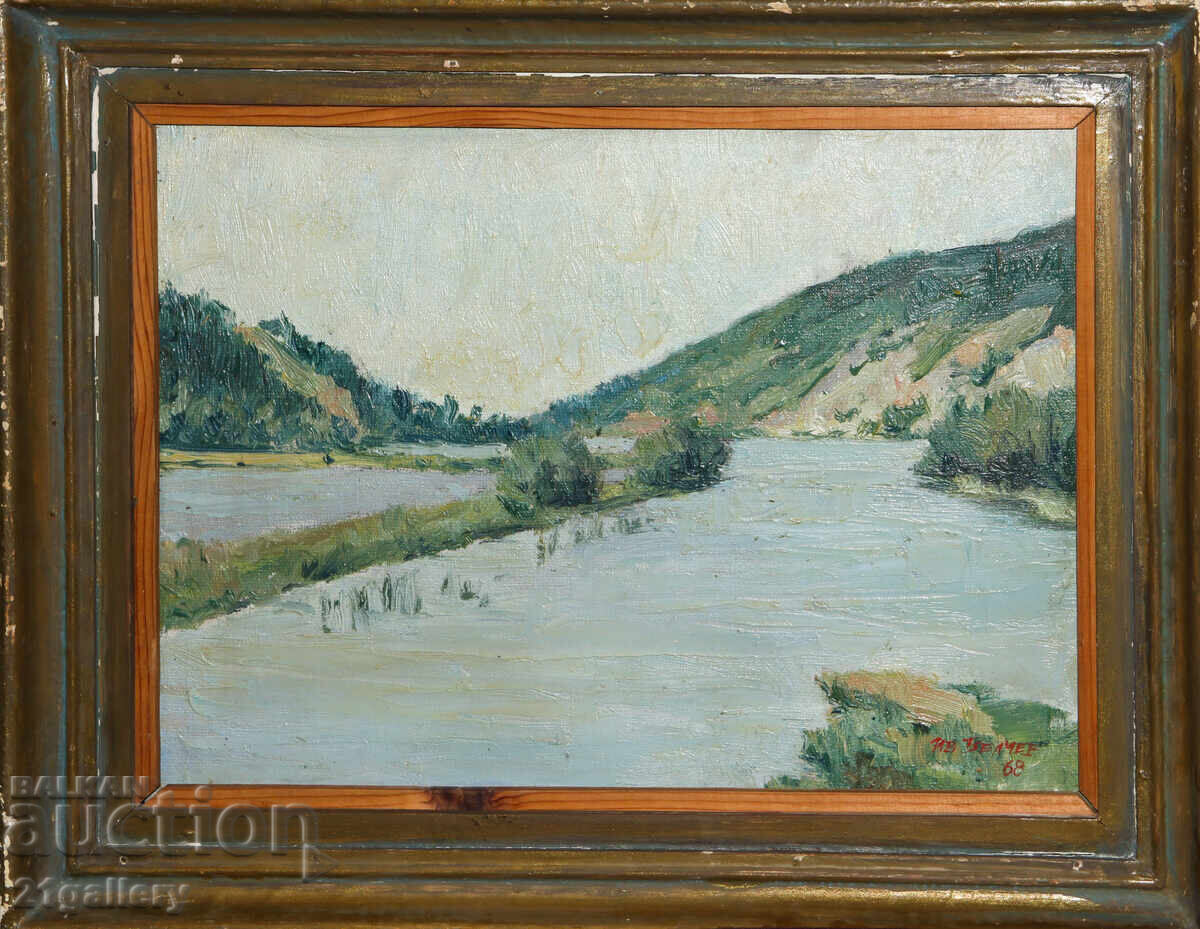 Licitație Iv. Velkov peisaj, pictură ulei 1968 Licitație Iv. Velkov peisaj, pictură ulei 1968
