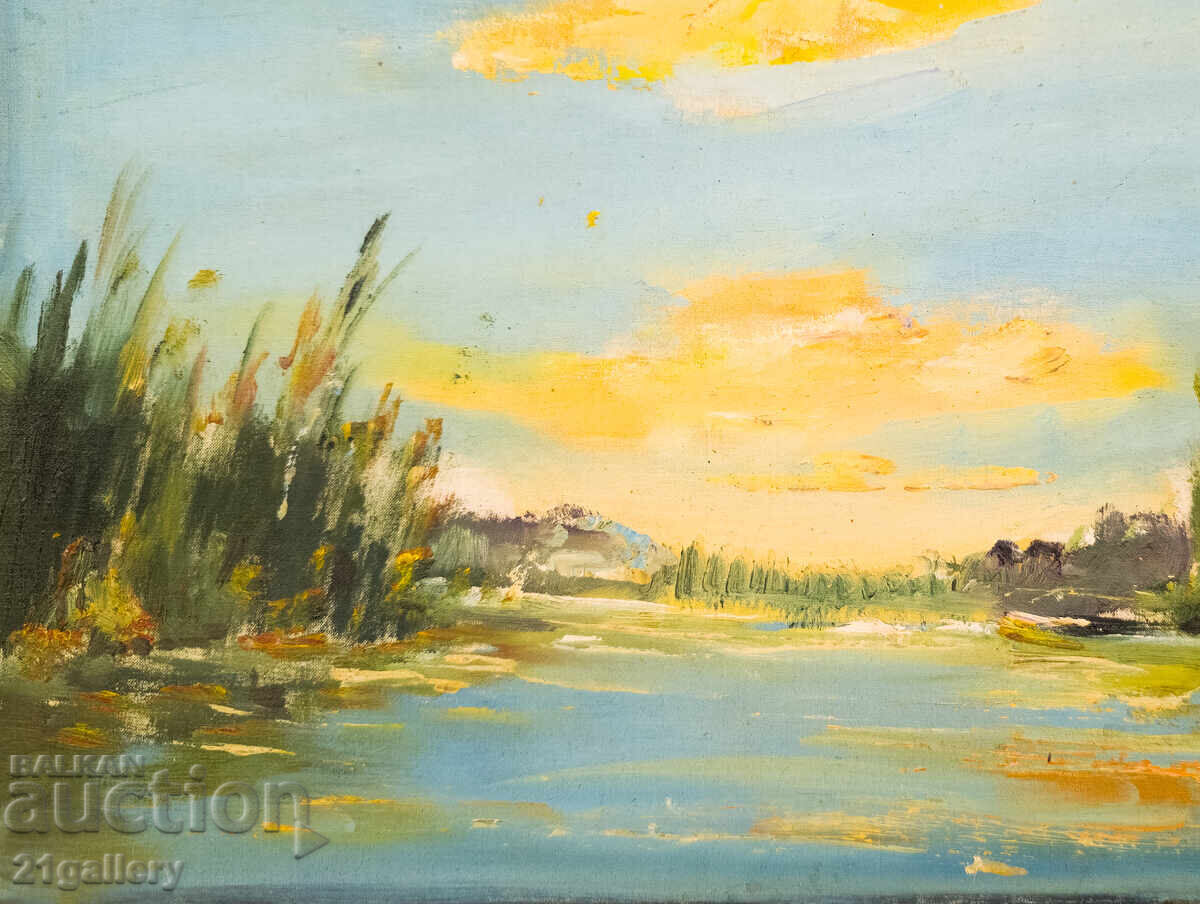 Livrarea Peisaj de râu, pictură în ulei, 1982