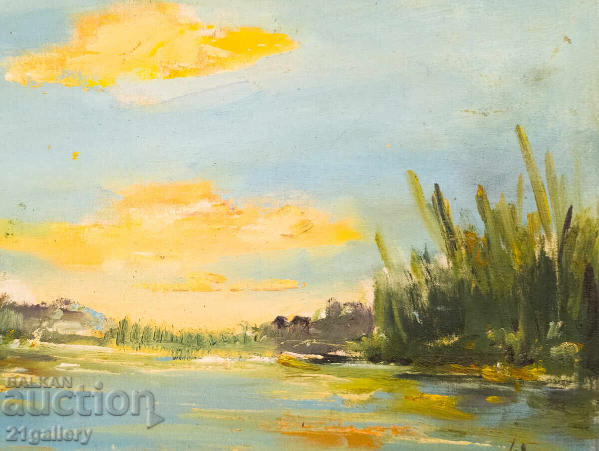 Peisaj de râu, pictură în ulei, 1982 - 5