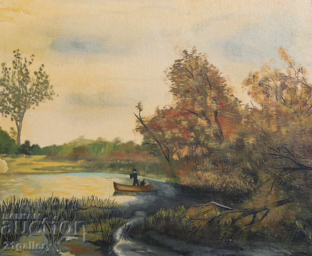 Ελαιογραφία τοπίο λίμνης - 7