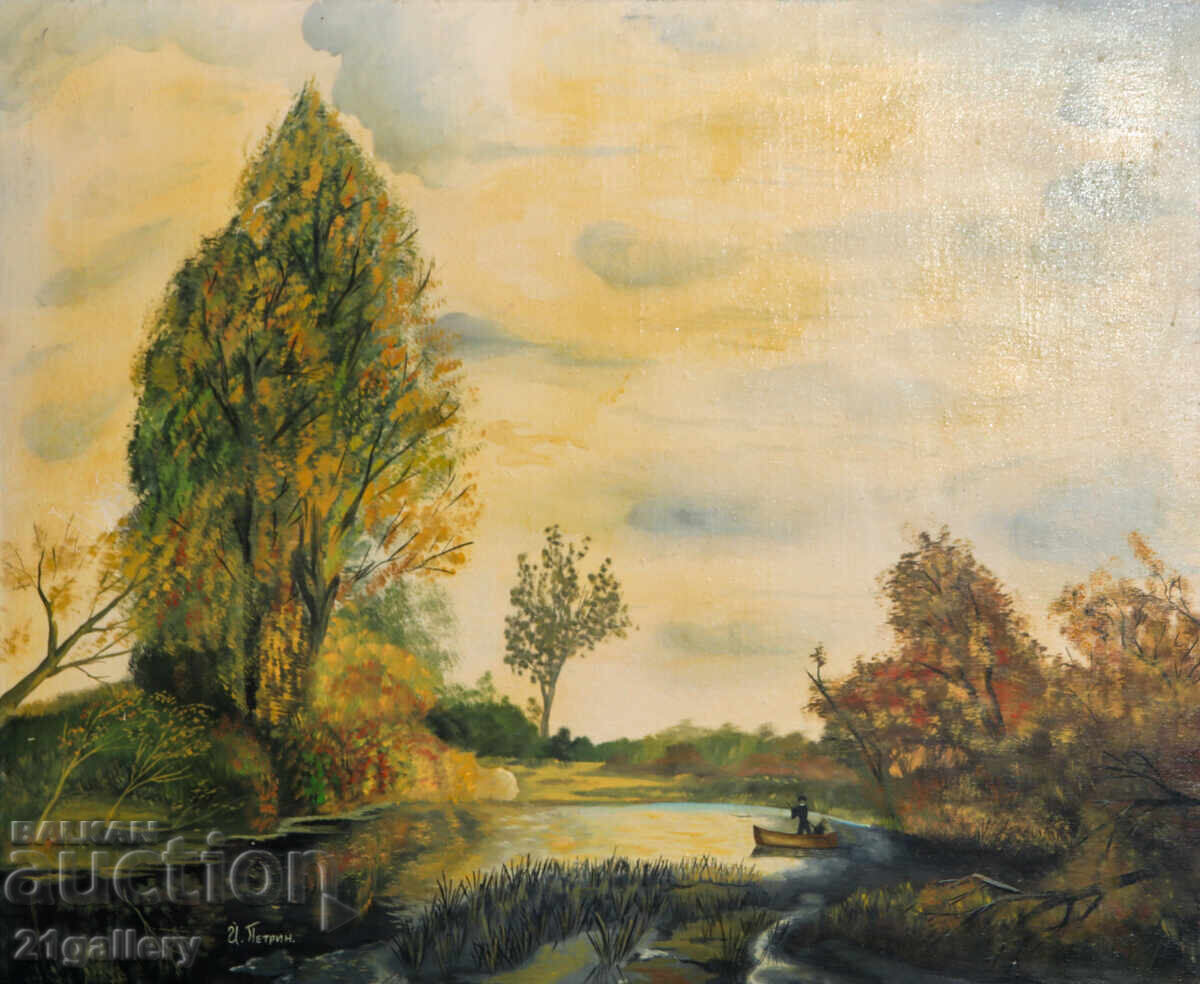 Ελαιογραφία τοπίο λίμνης