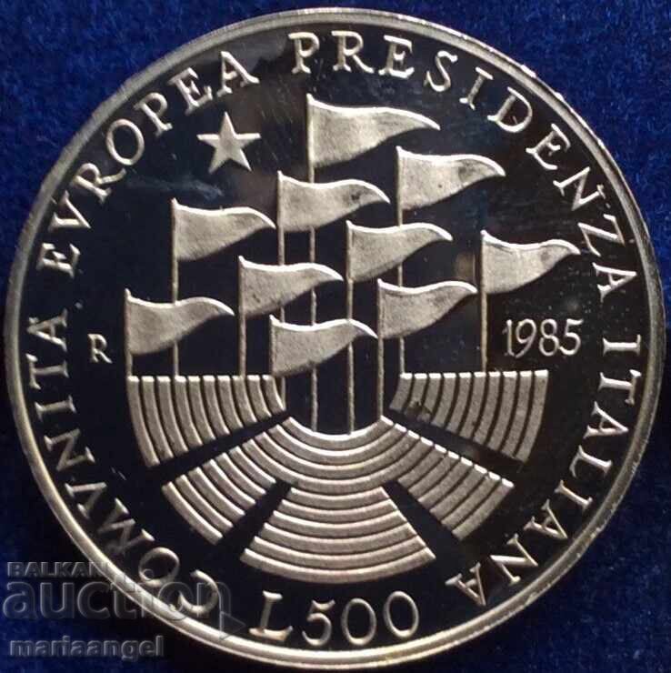 500 Lira 1985 Italy UNC Presidency of the EU cert. box Ag - 6